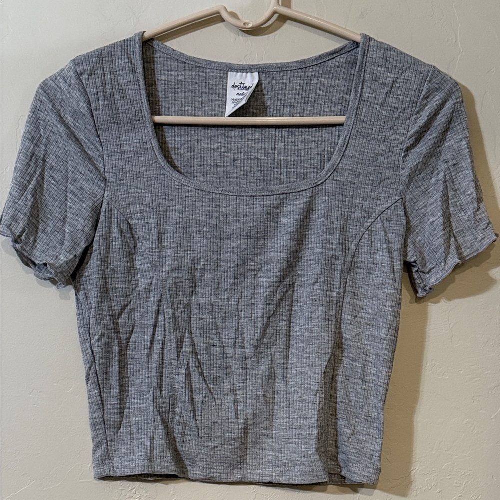 Destined women’s Gray Ribbed Crop Top